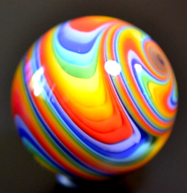 JAY SLACK GLASS MARBLE/1.443″-LOBED RAINBOW ARRAY-LILAC,LAVENDER,MINT,LOBING