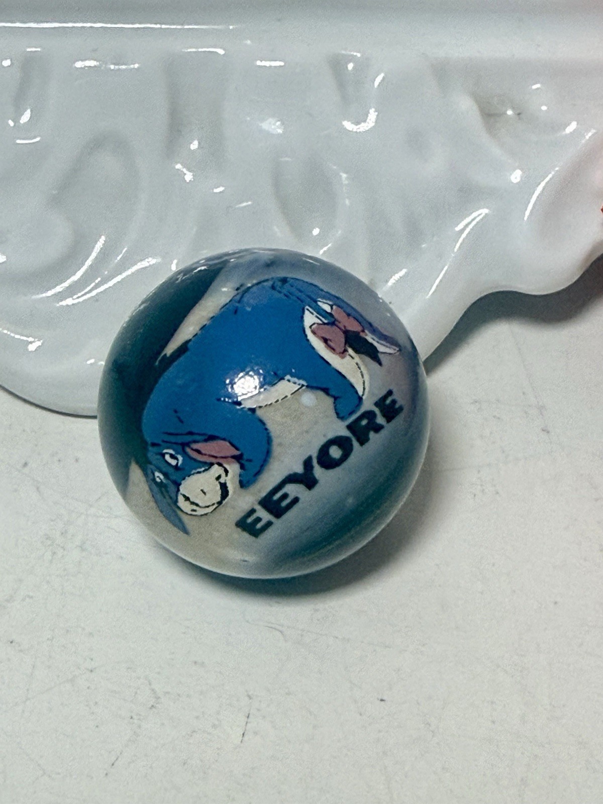 Eeyore Disney Glass Marble Handmade Toy / Unique Swirl Design