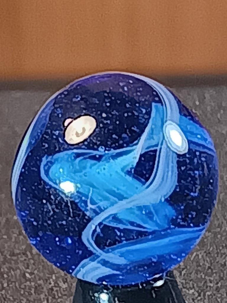 5/8″ Vacor Transparent Cobalt Sapphire Blue Jay Pearl White Serious Marble B184