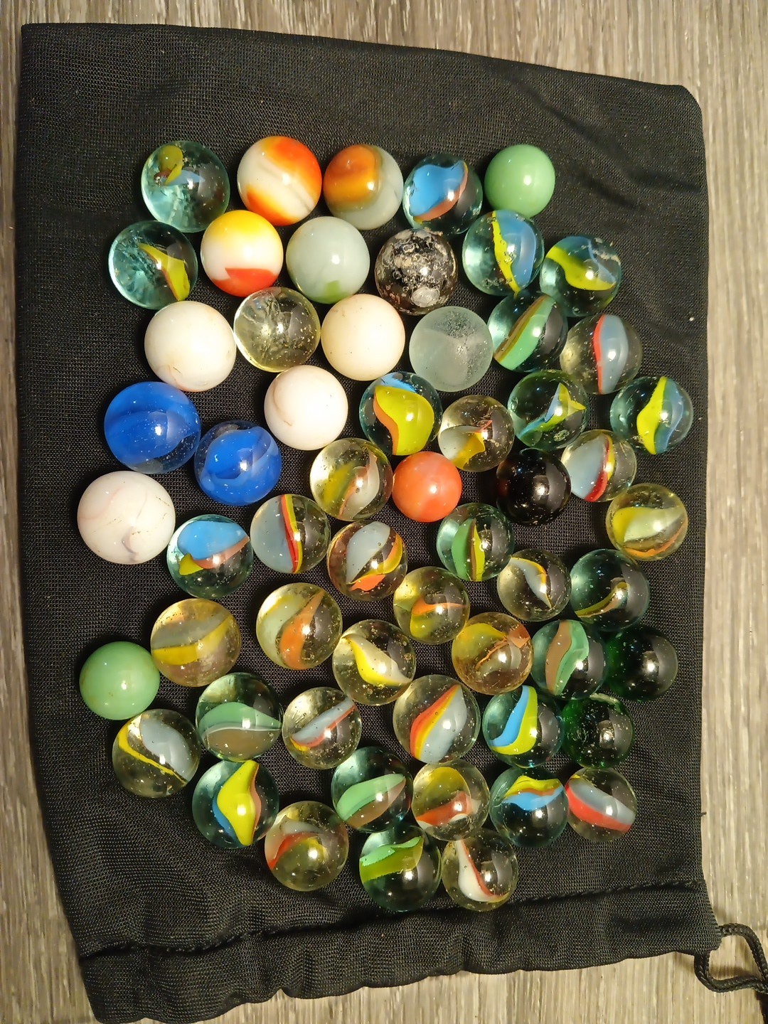 58 Vintage Marbles Lot Cat’s Eye Swirl Opaque Shooter Mixed Glass Bulk