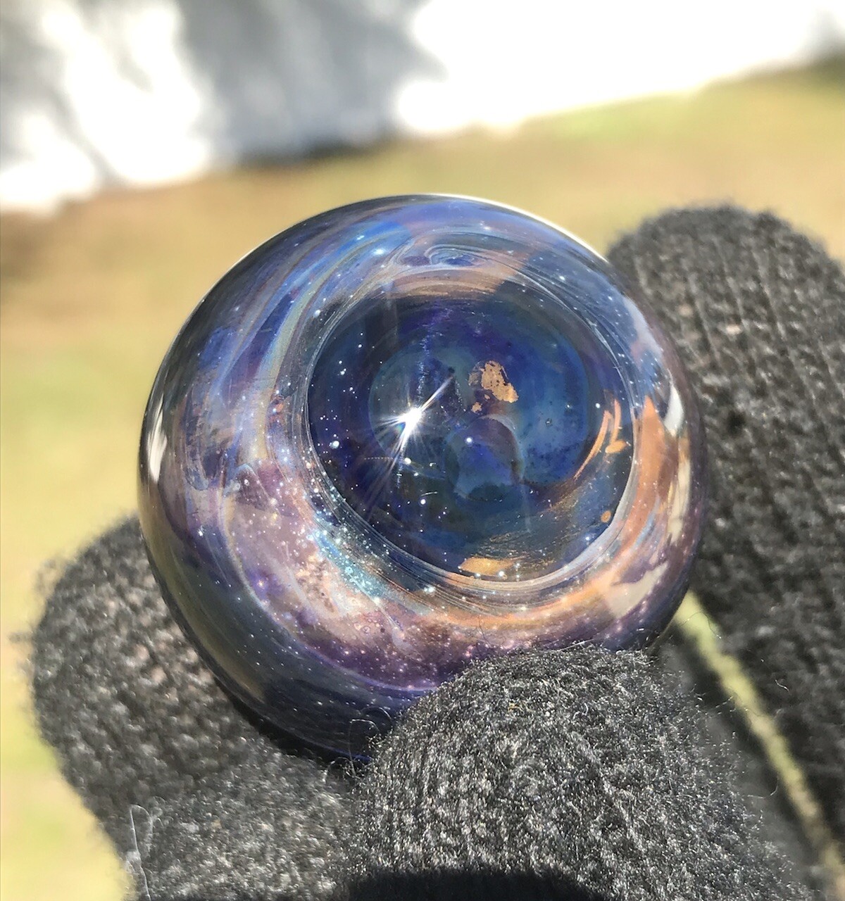 Glass Boro Marble Gold Dichro Space Theme 35mm Sculpture Art Multi Color 24k