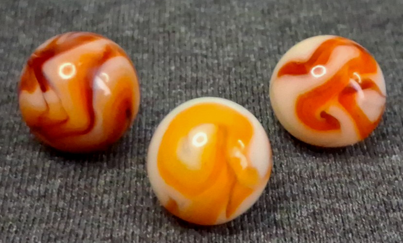 Vintage Alley Agate Set Of 3 Swirl Marbles 5/8″ All Mint Condition 526025