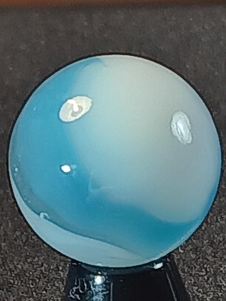 5/8″ Vitro Agate Sky Aqua Ice White on Clear Ribbon Patch NM Serious Marble B192