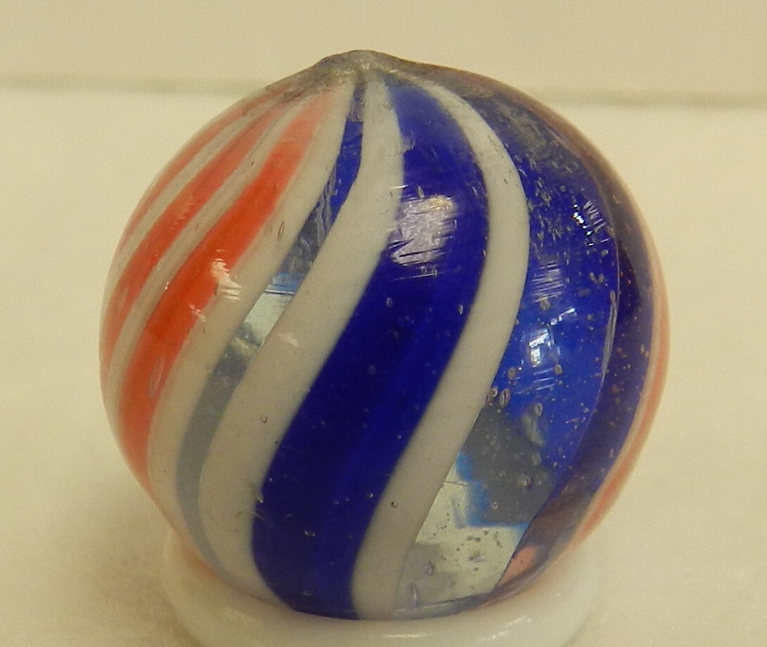 #17207m .75 Inches Vintage German Handmade Peppermint Swirl Marble