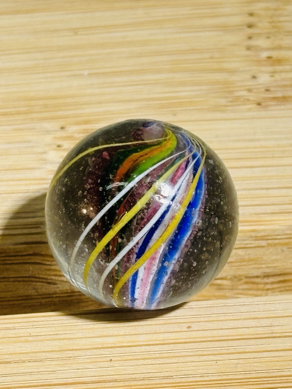 Vintage German Divided Solid Core Swirl Marble Shooter Size 20.5mm .80” NM NICE!