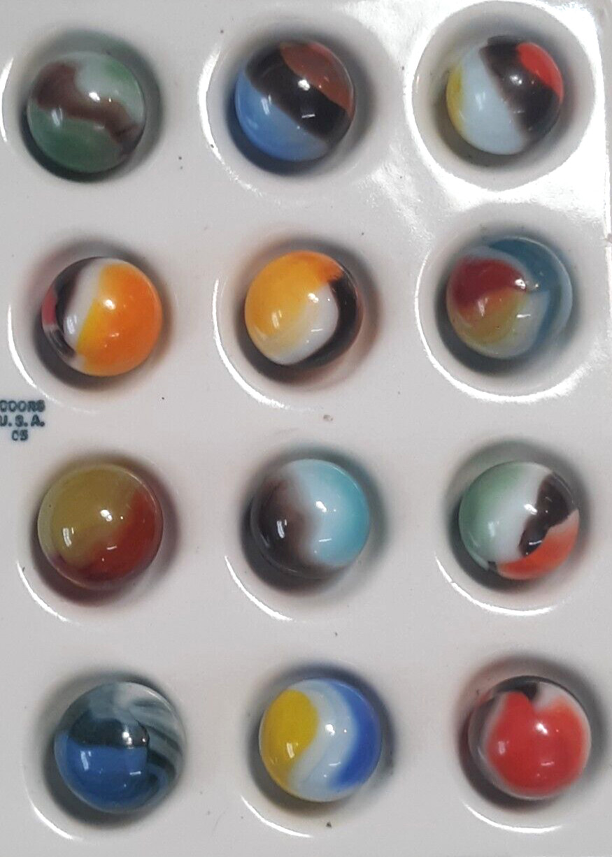 Twelve Wet Mint Vintage Vitro Agate Patches, Collector Marbles #1
