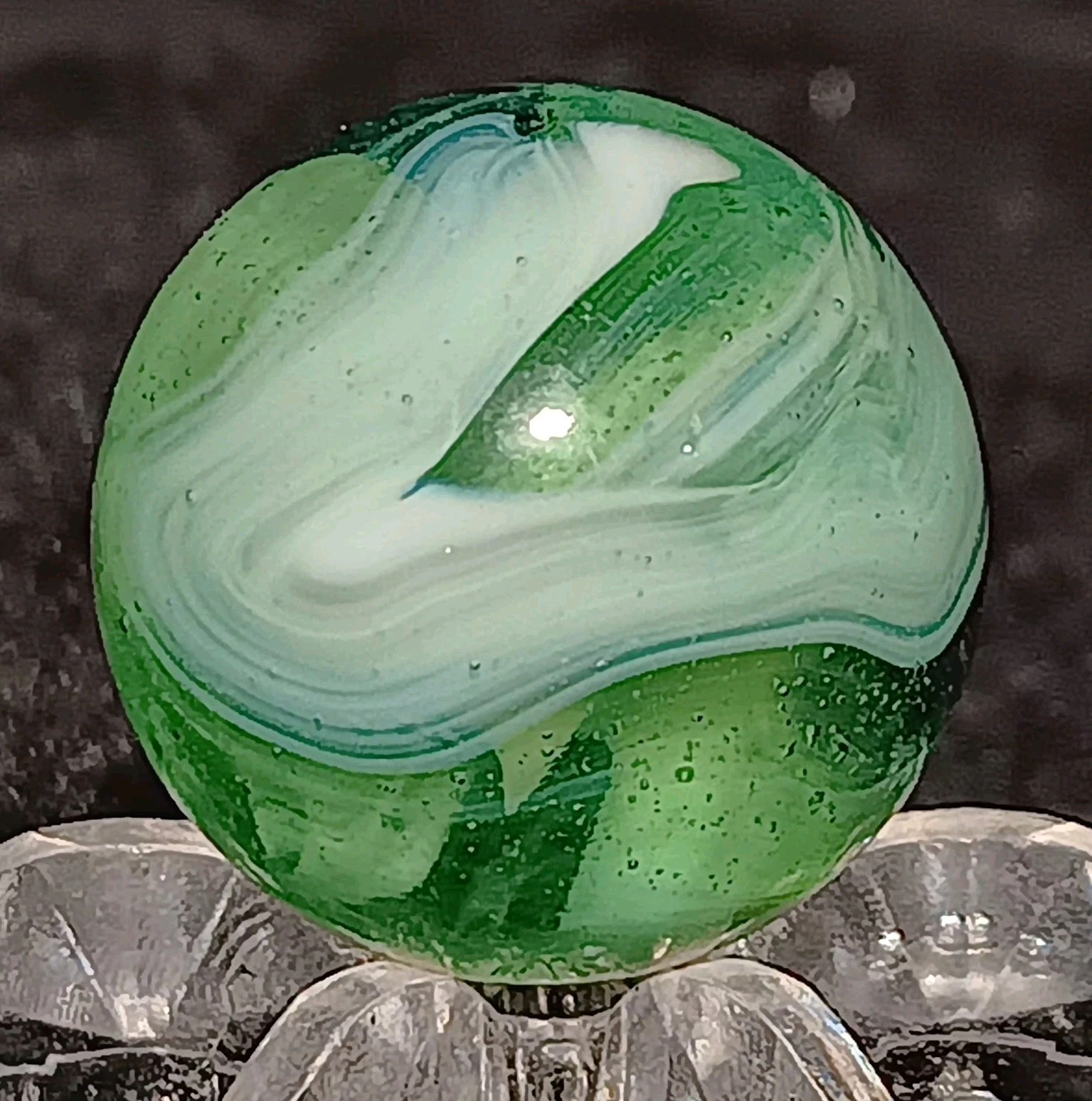 Vintage Marble Cairo Novelty Transparent Swirl Marble. Uv. 61″ Mint. HTF Example