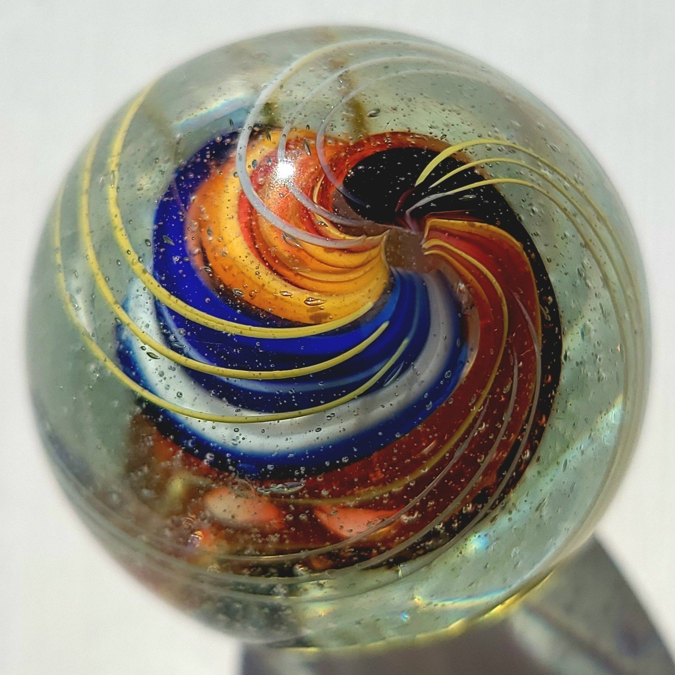 1880’S RARE 1.6″ GERMAN SWIRL HANDMADE ANTIQUE BANDED RIBBON CORE MARBLE VINTAGE