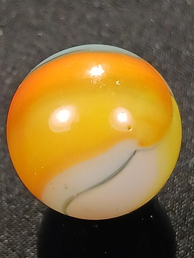 Vitro Agate .55″ Robin Egg Blue Orange Yellow Tiger Eye NM Serious Marble A160