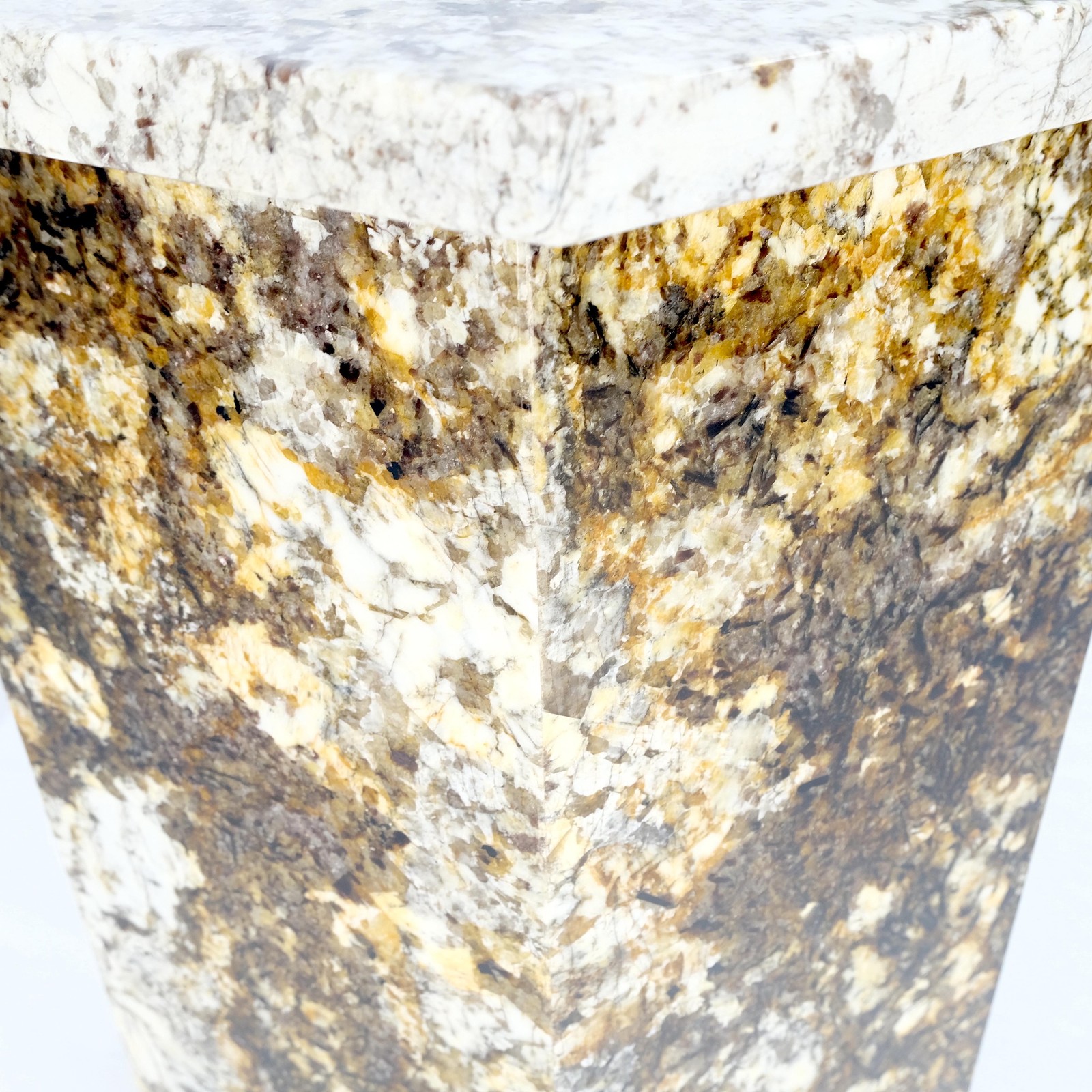 Large Polished Marble Stone Hexagon Shape 38″ Tall Pedestal MINT!