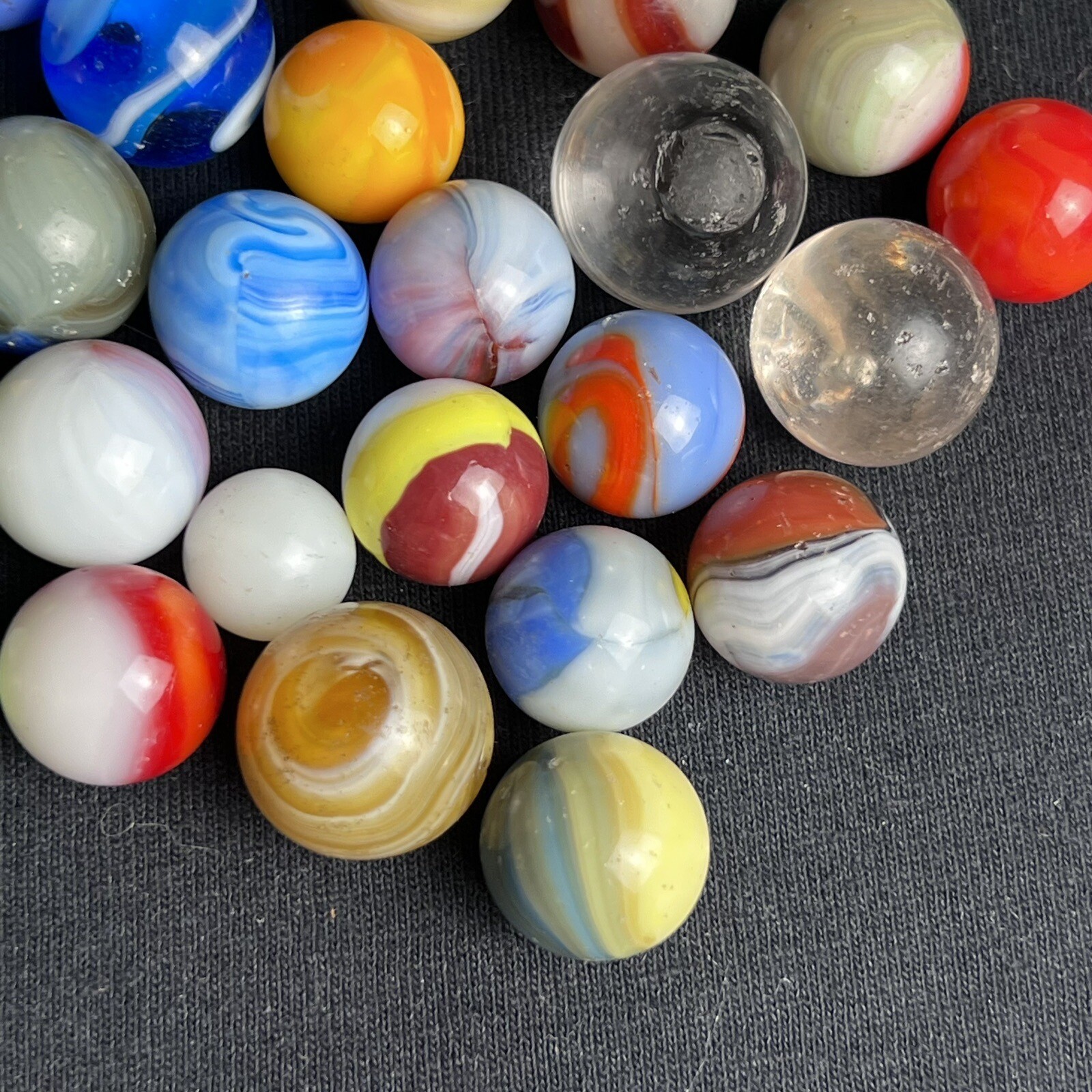 VTG Old Glass Akro Agate Peltier Christensen Glass Swirl Marble 44 LOT NICE!