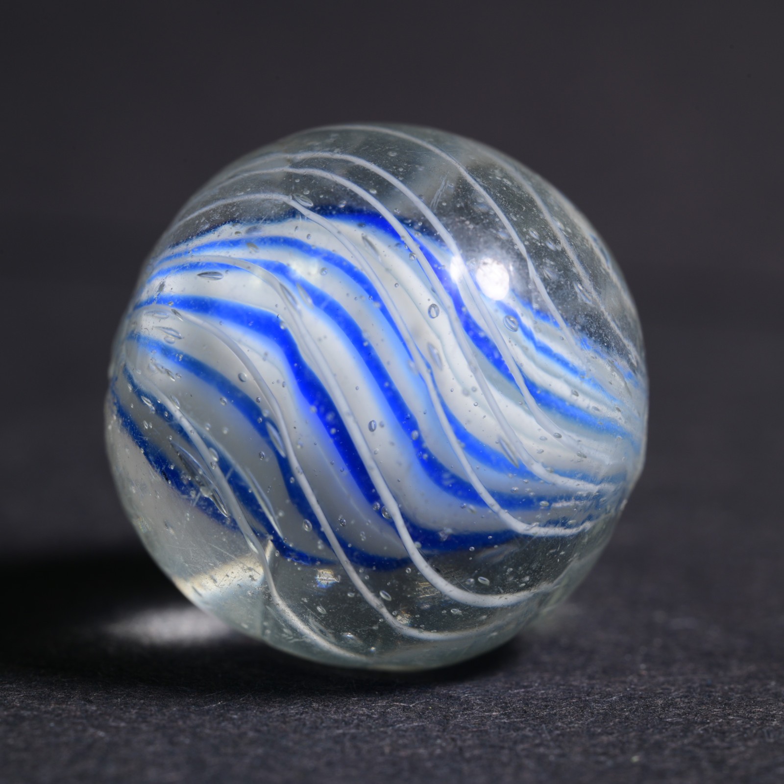 Candy Cane Solid Core German Handmade Antique Marble Caged Cobalt 17.9mm 11/16”