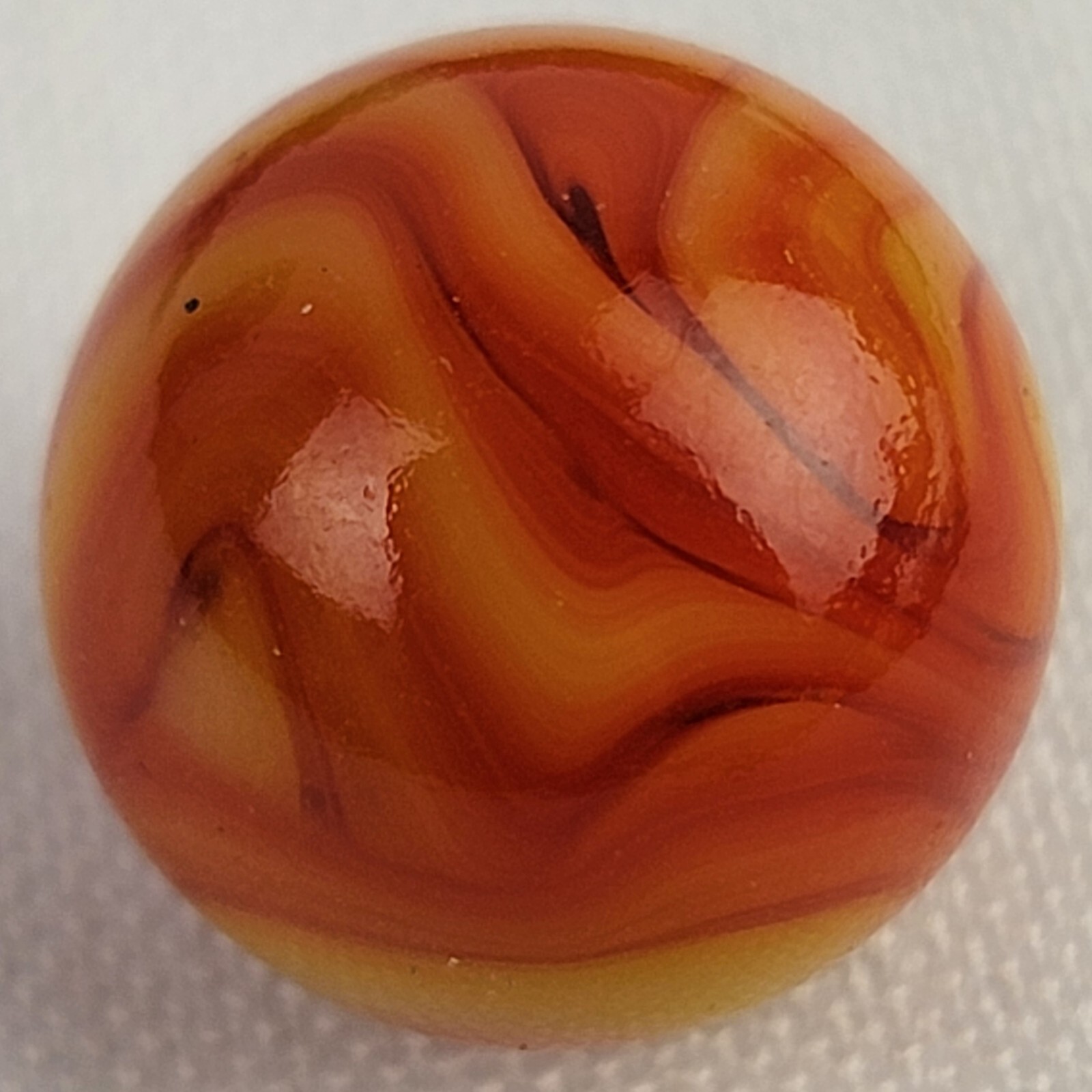 Alley Agate (Pennsboro) Vtg Marble Gorgeous FLAME Swirl MINT Cadmium GLOW .63