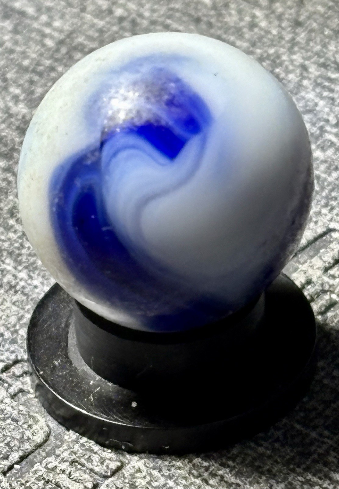 VTG Alley Agate Company Navy Blue & White Swirl Marble .61”see Pics