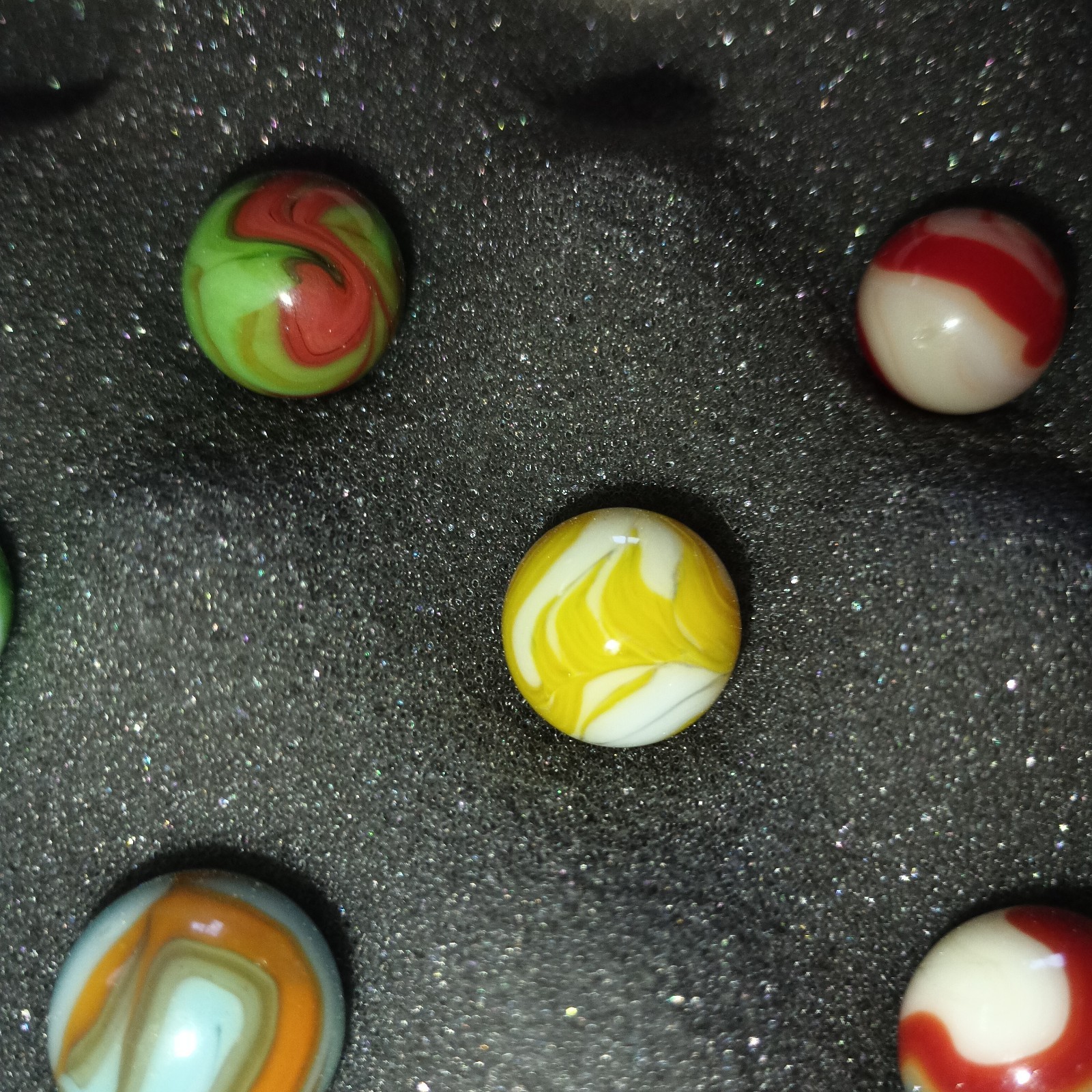 20 Collector Marbles In Display Case