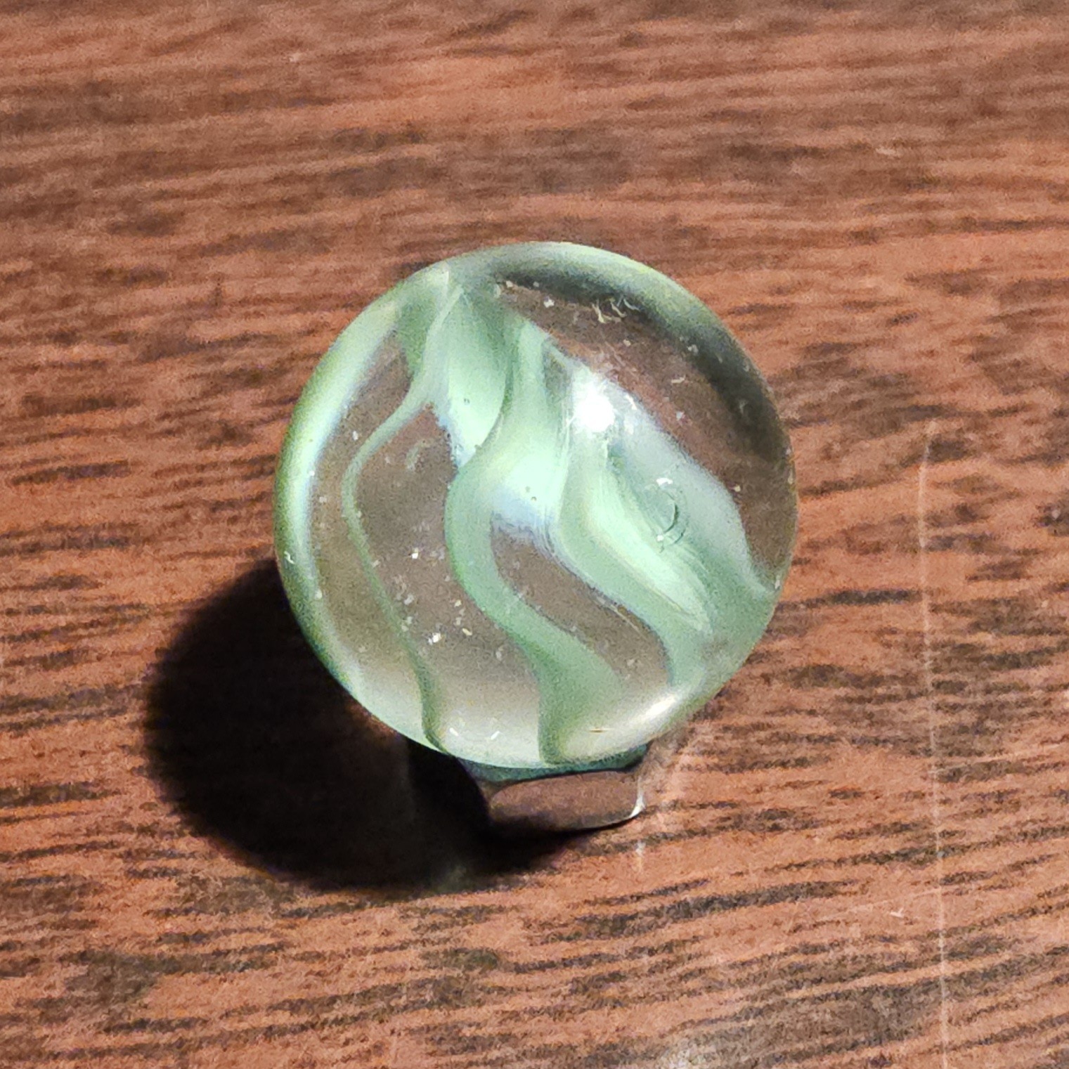 Vintage Vacor Green Spaghetti Ribbon .593″ Glass Marble