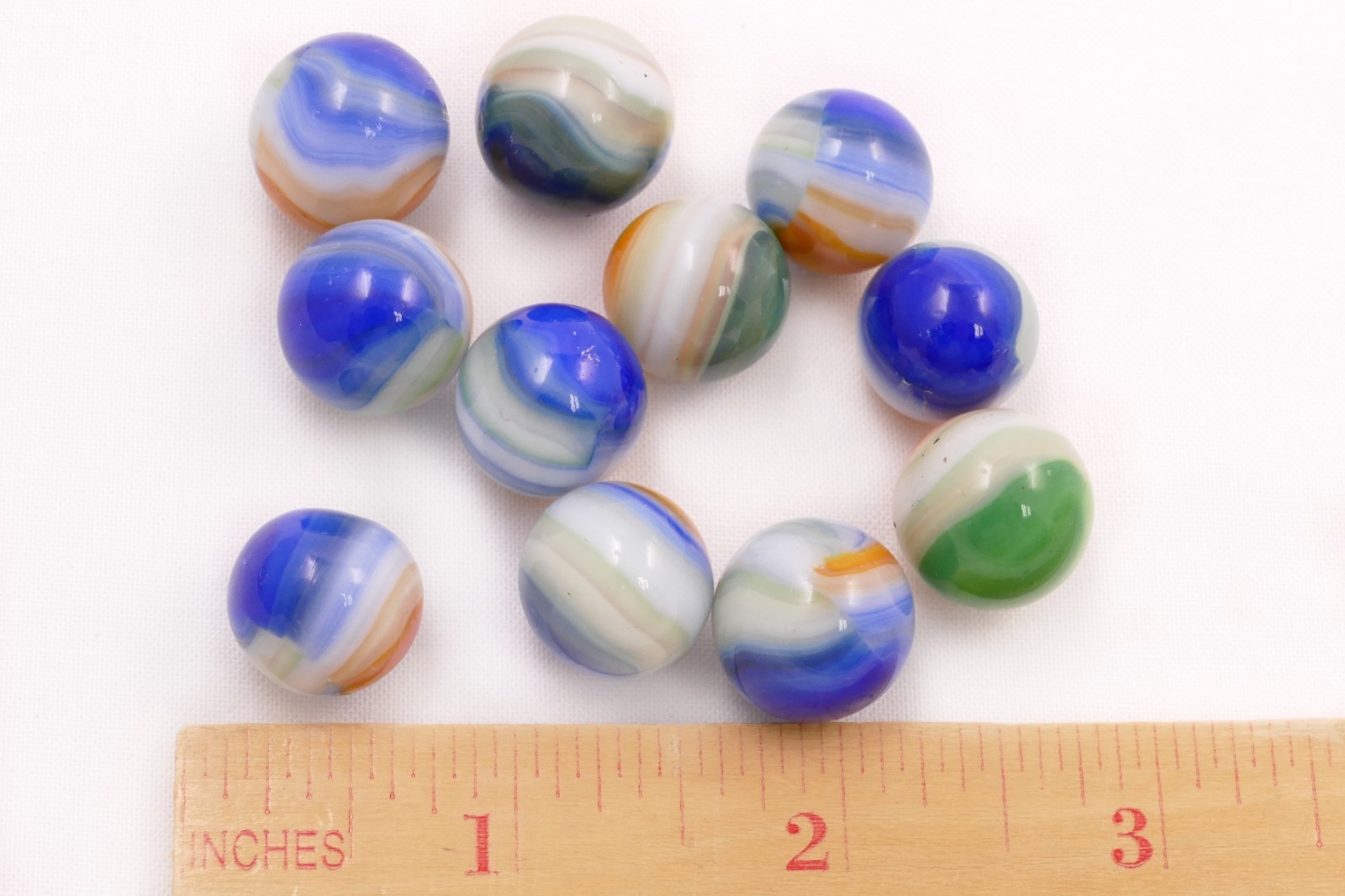 Lot of 11 Vintage Marble King Tri Color Hybrid Marbles