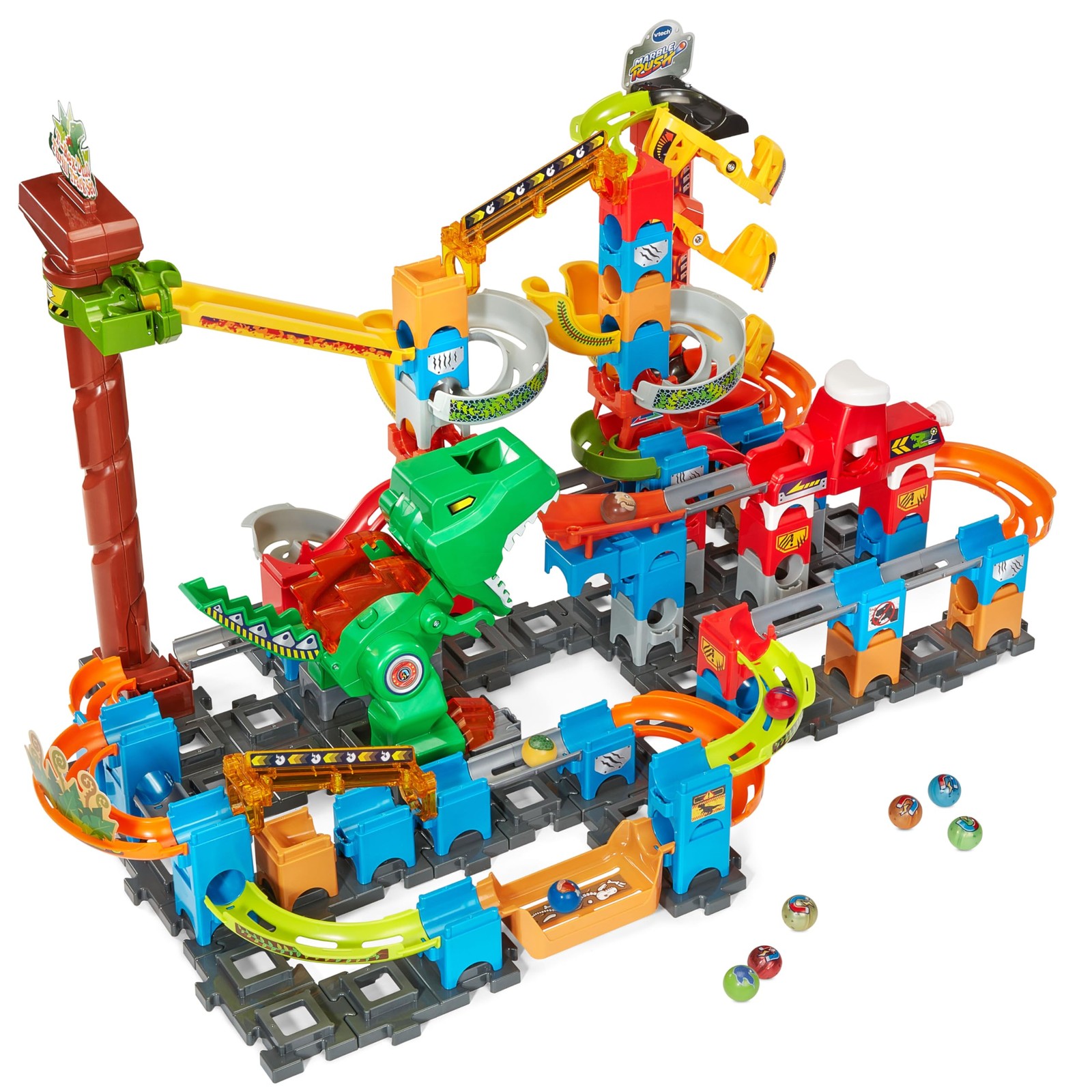 VTech Marble Rush T-Rex Dino Thrill Track 29.3″ x 17.4″ x 21.7″, Multicolor