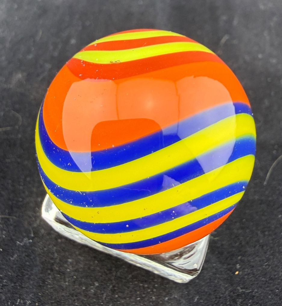 2004 STEVE DAVIS MARBLE SIGNED HANDMADE GLASS ART Huge 1.70″ Peppermint Style