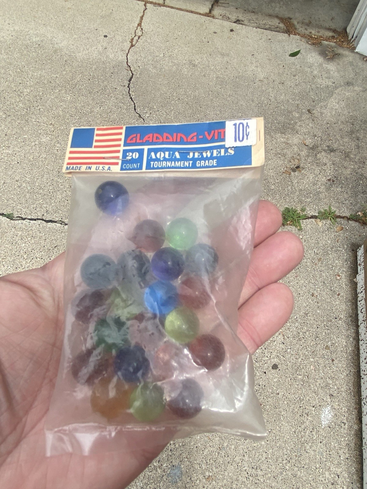 GLADDING-VITO Marbles ORIGINAL BAG 20 Marbles VINTAGE MARBLES Aqua Jewels USA