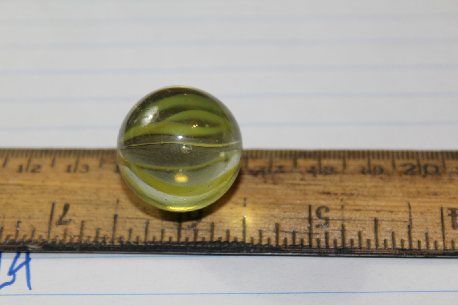 Vintage Machine Made 1″ Shooter Marble Caged Yellow Strands