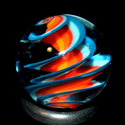 BRYAN TRILLAS GLASS MARBLE/.752″-BLUE BLACKLIGHT-RED/TURQUOISE CORKSCREW-FAST