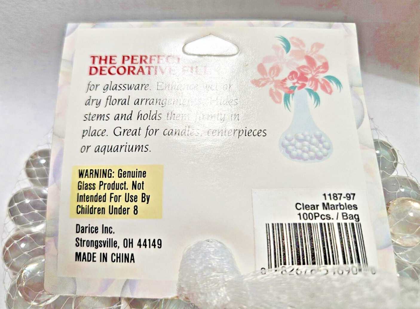 Lot of 3 BAGS that is 300 Clear Marbles s Glass 14mm Bulk 3 bags NOS