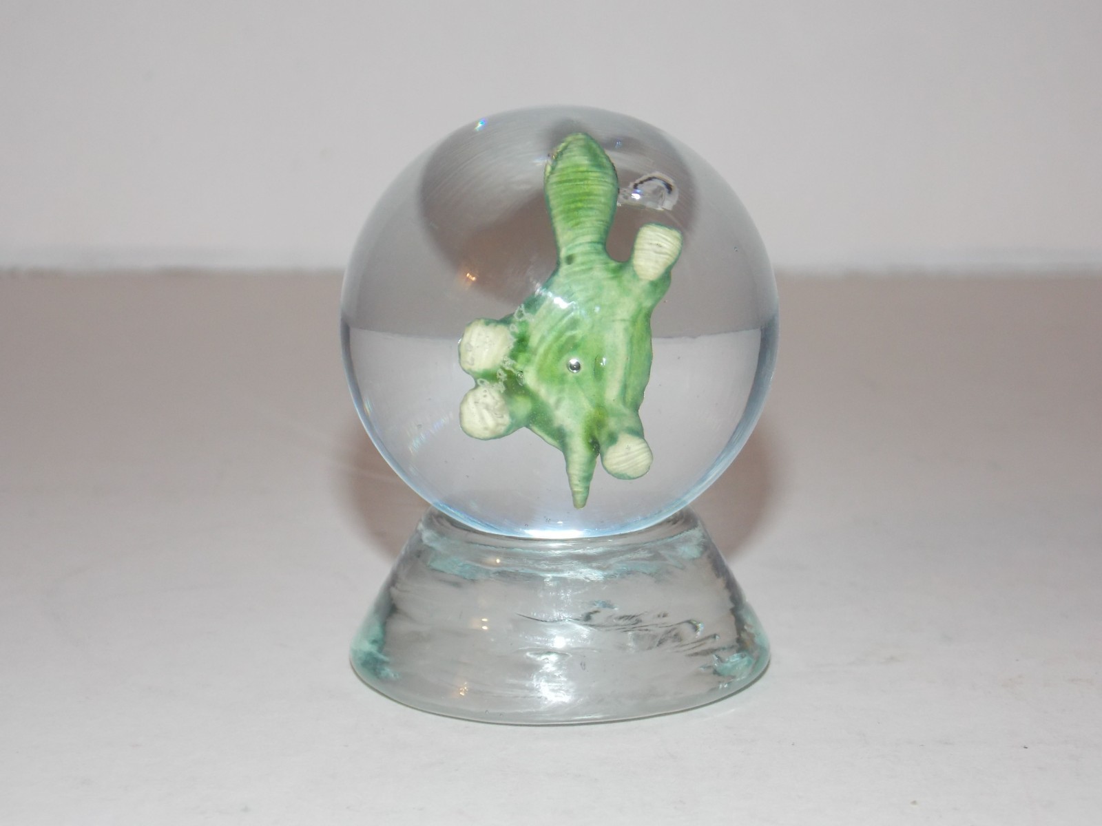 Handmade Sammy Sam Hogue 43mm Sulphide Green Turtle Glass Marble Signed 2007