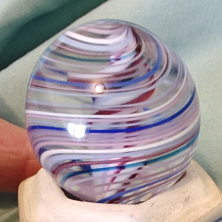 Art Glass Marble Multicolor Excellent Latticino Swirl Orb (20a)