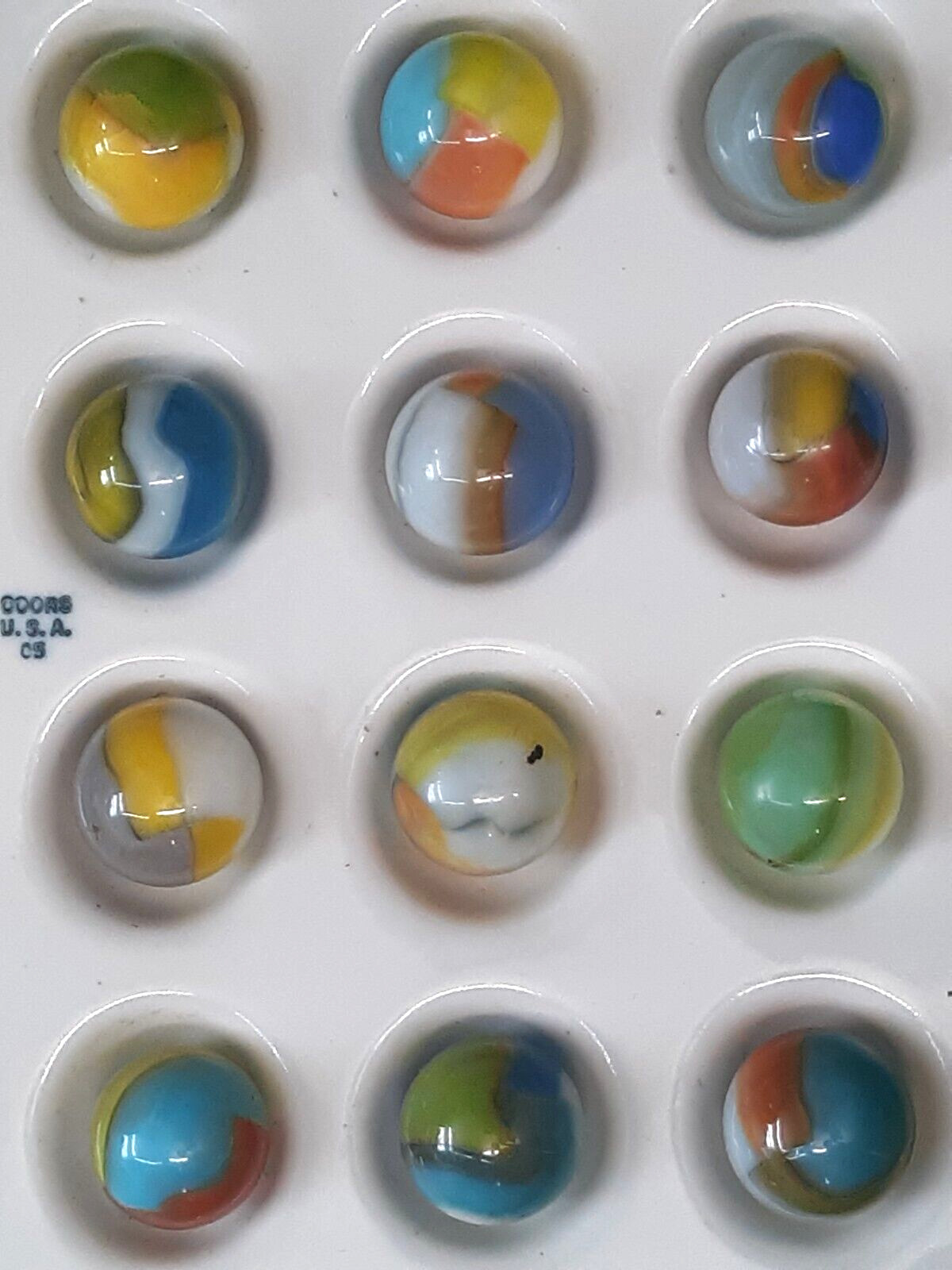 Twelve Wet Mint Vintage Vitro Agate Colorful Glass Marbles #12