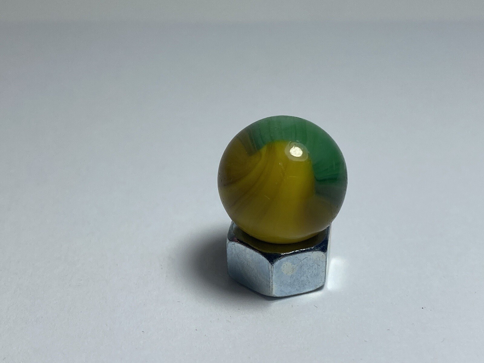 Vintage Master Marbles Yellow & Green Striped Patch 0.62″ Toy Glass Marble