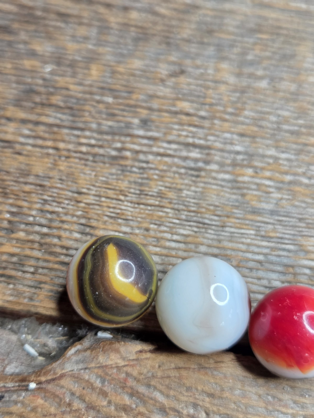 Lot Of 11 Marbles Swirl Brown, Orange, Green, And White Marbles