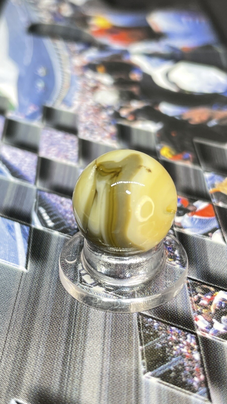 Alley Or Champion Brown & White Crazy Swirl Mystery Marble Vintage Marbles .591