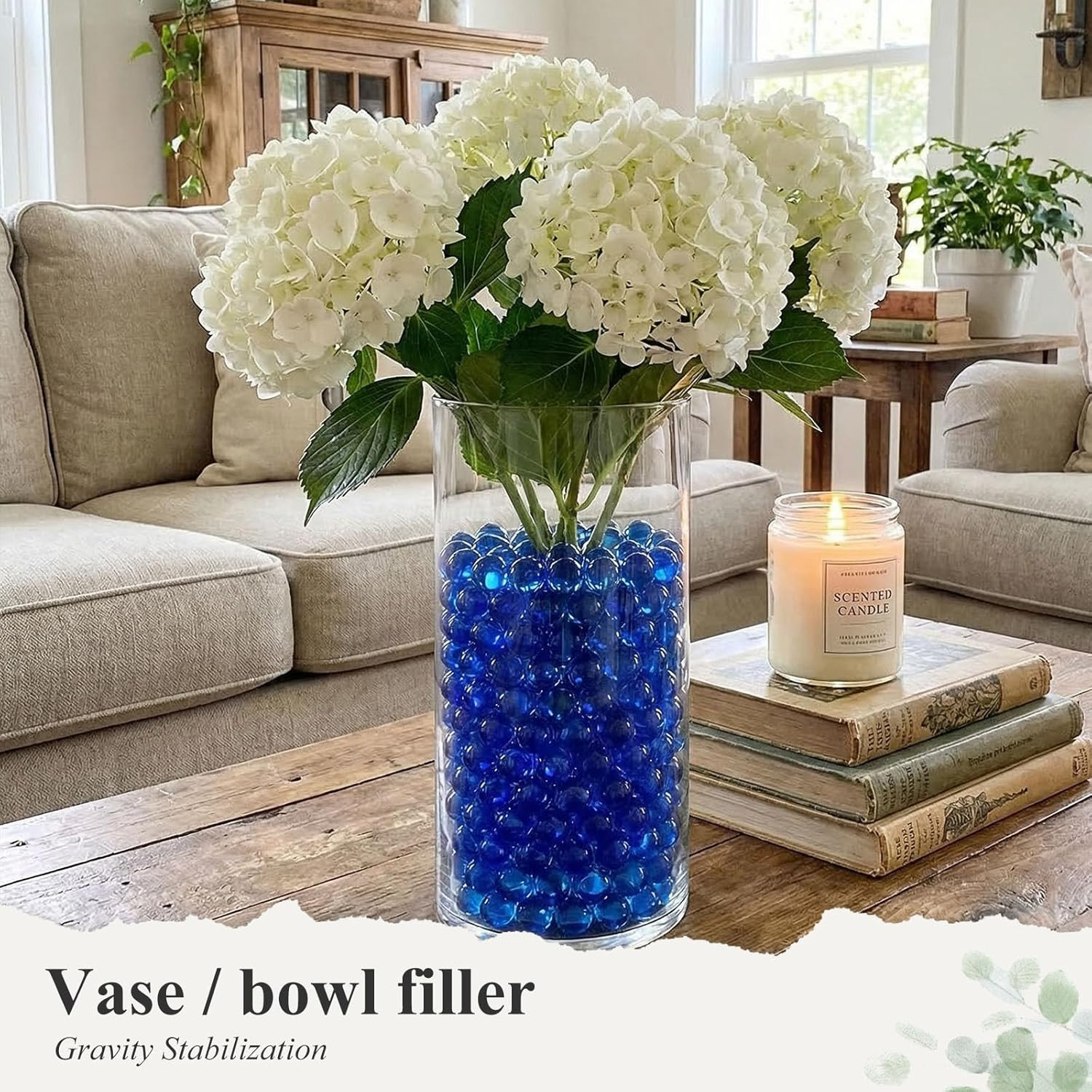 Glass Marbles 1LB Blue Marbles Bulk Vase Filler Decorative Glass Gems Pebbles