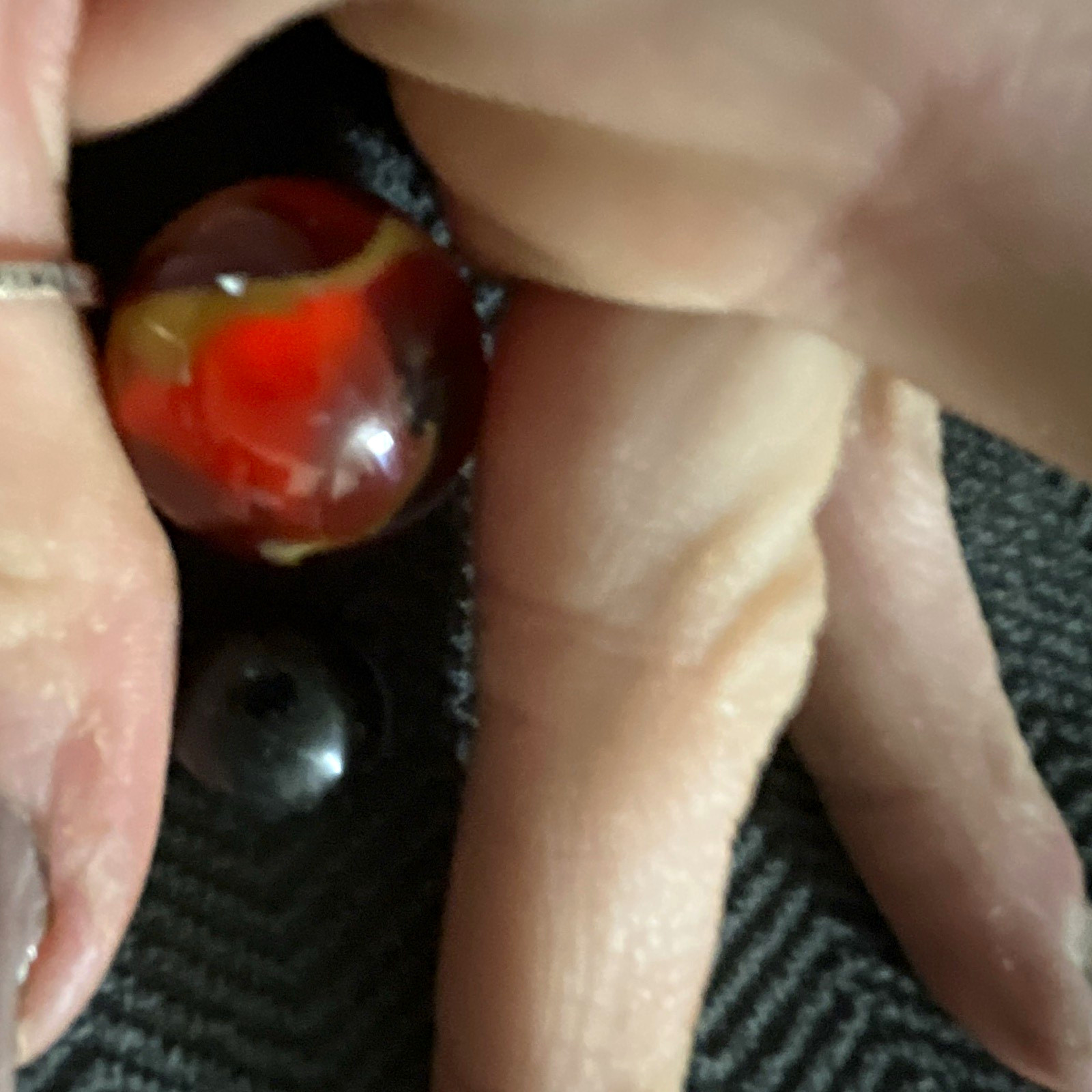 Red Yellow Orange Swirl Glass Toy Marble, Machine Made, Age 4-7 to 17+