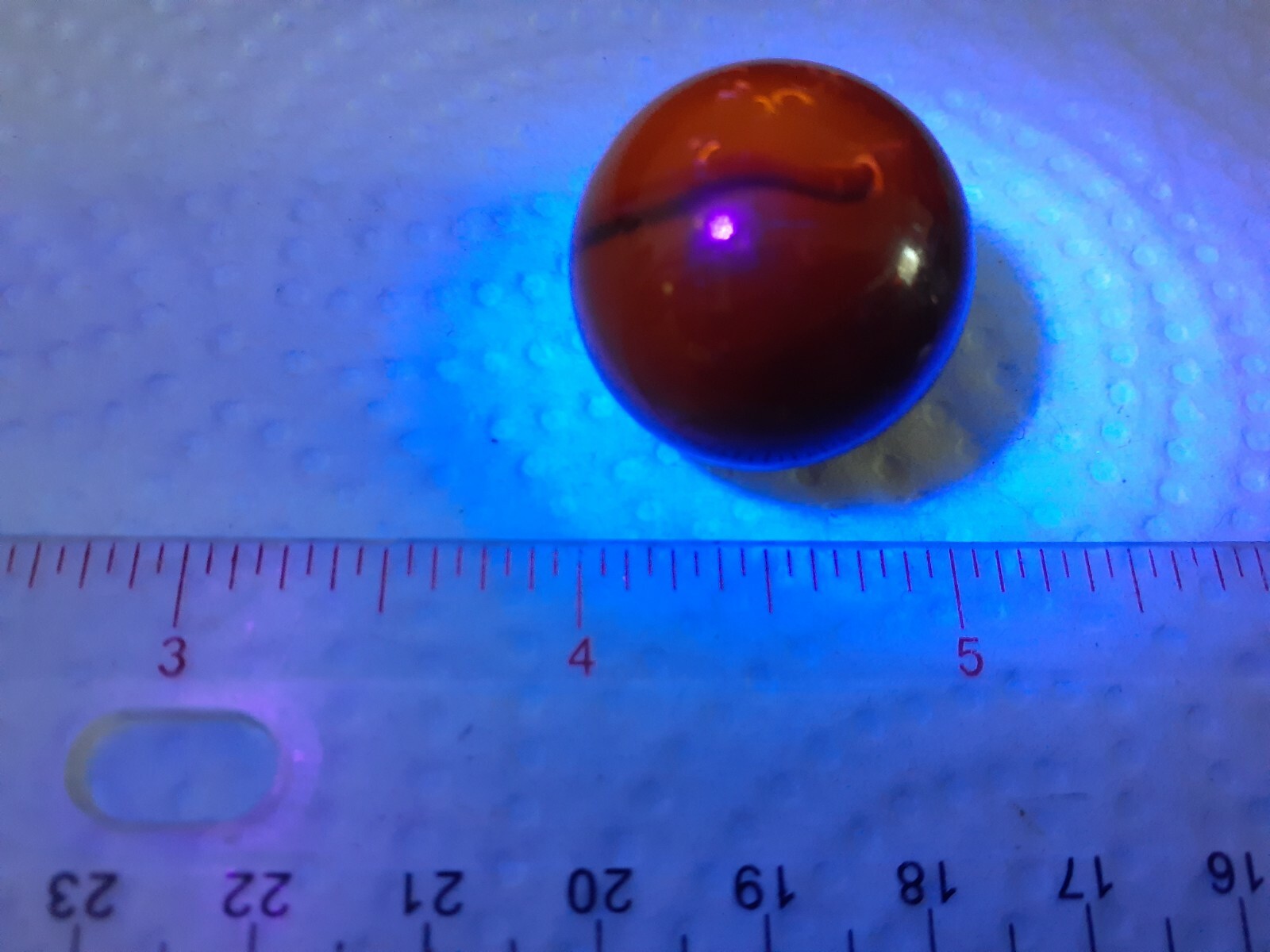 Large & Rare Christensen Agate Striped Transparent UV Sleeping Red Devil 0.988″
