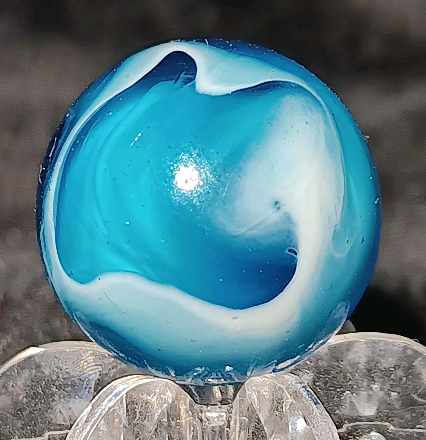 Christensen Agate, CAC Slag Marble. .65″ Wet Mint. Beautiful Electric Example