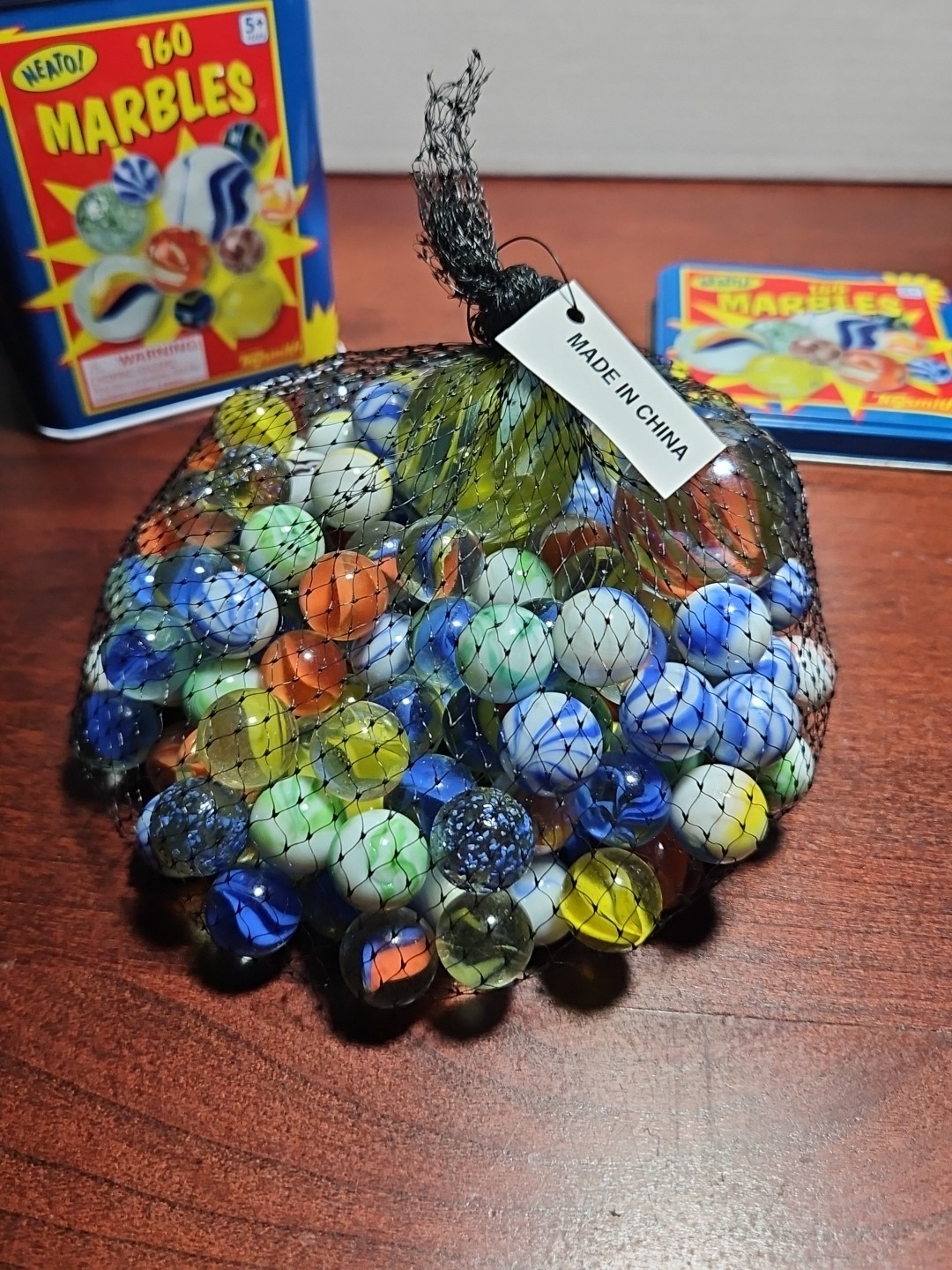 Toysmith Neato! 160 Glass Marbles in Retro Tin – Estate Find, Nostalgia Gift