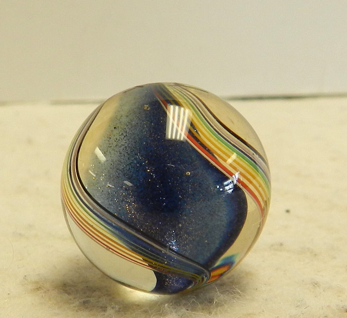 #15704m Nice Handmade Contemporary Wald Glass Marble With Lutz .79 In 1994 Mint