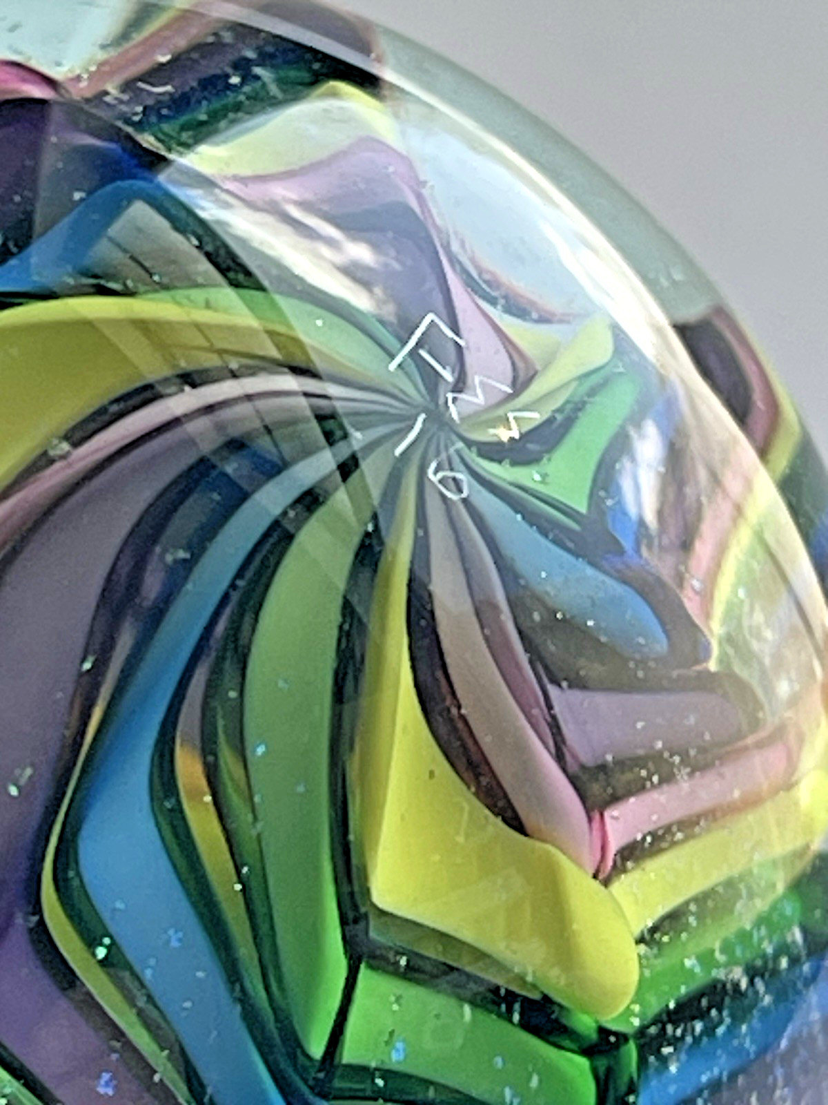 EDDIE SEESE MARBLE GLASS ART HANDMADE 1.83 FES 16 DICHROIC VIVID MADNESS