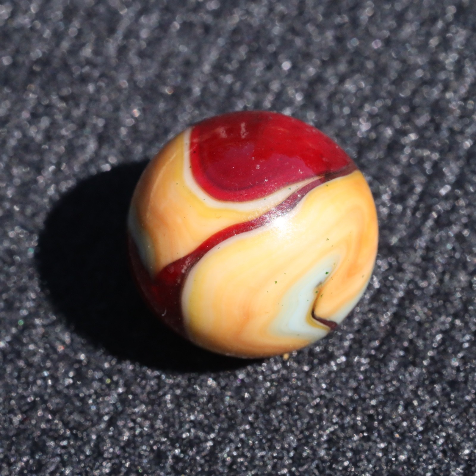 BEAUTIFUL JABO Swirl Marble Unique Heart Shapes Red Orange Aventurine 3/4″ Mint
