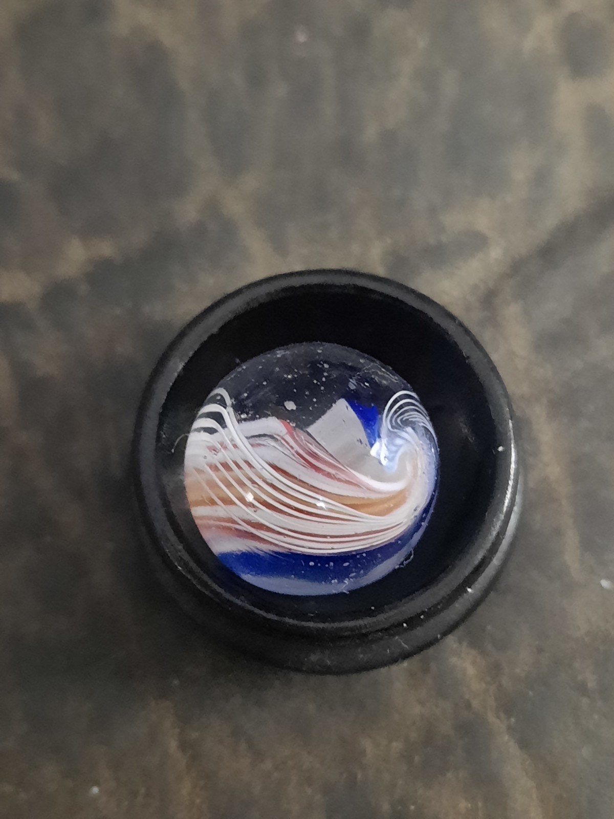Antique German Ribbon Core Swirl Marble Vibrant Colors Approximately .650