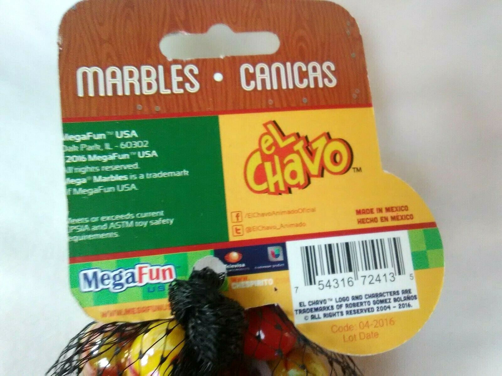 Mega Fun Marbles Net Bag El Chavo Collectible 20 Players 1 Printed Shooter NOS