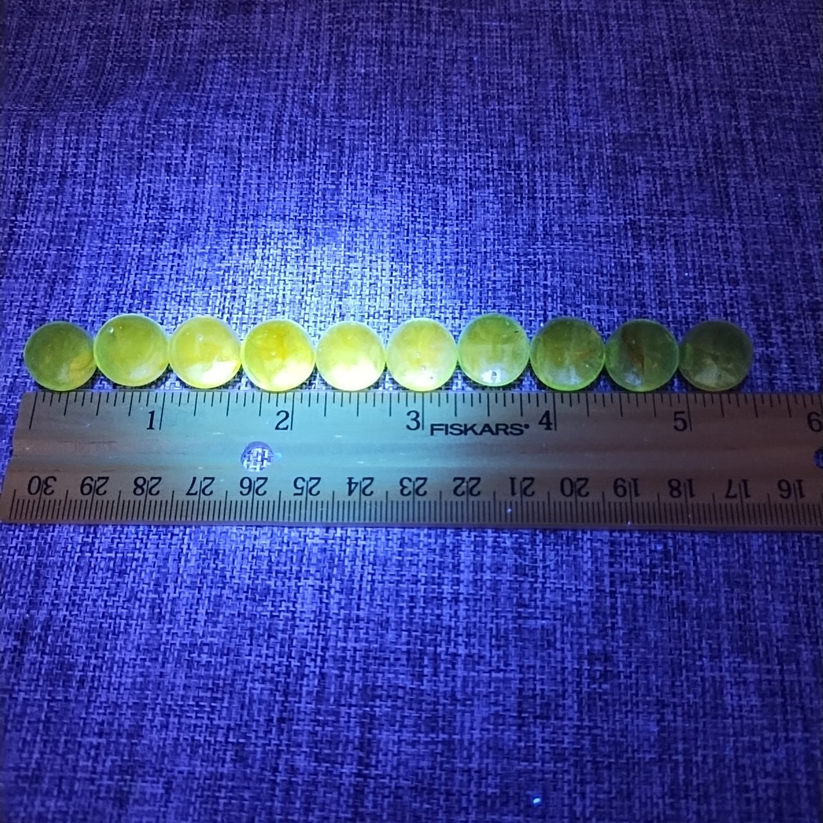 Lot of 10 Light Aqua Green/Blue Uranium Marbles UV Glow Peewees