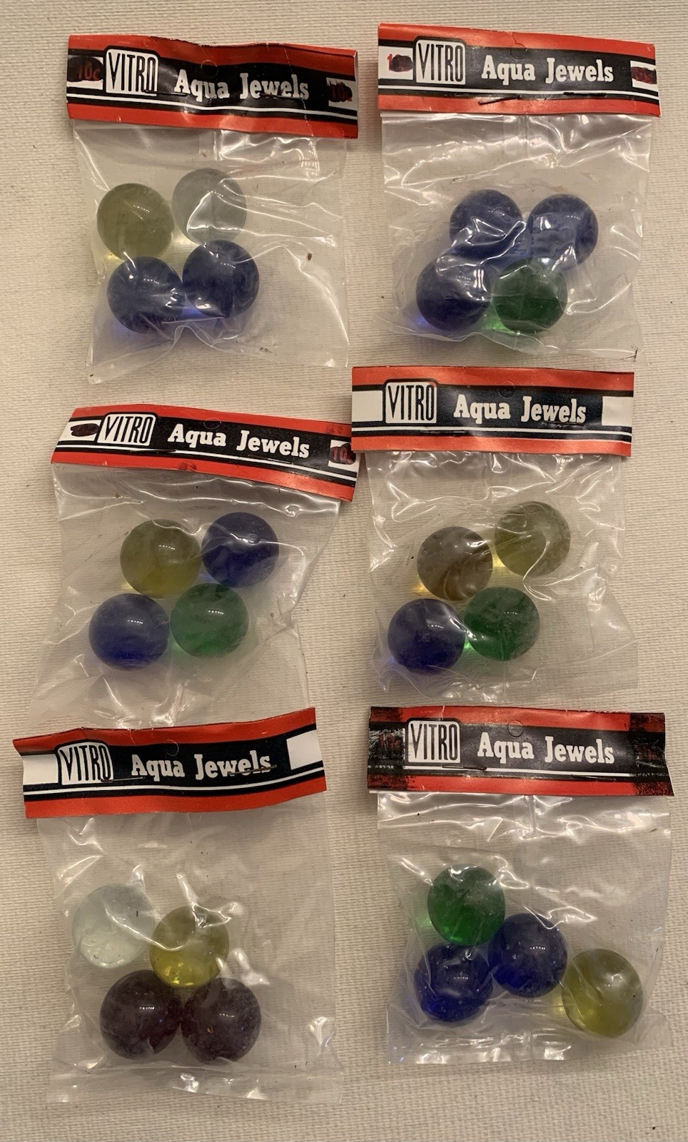Vtg NOS Marbles Vitro Aqua Jewels The Pride of Young Americans Lot 6 Bags Of 4