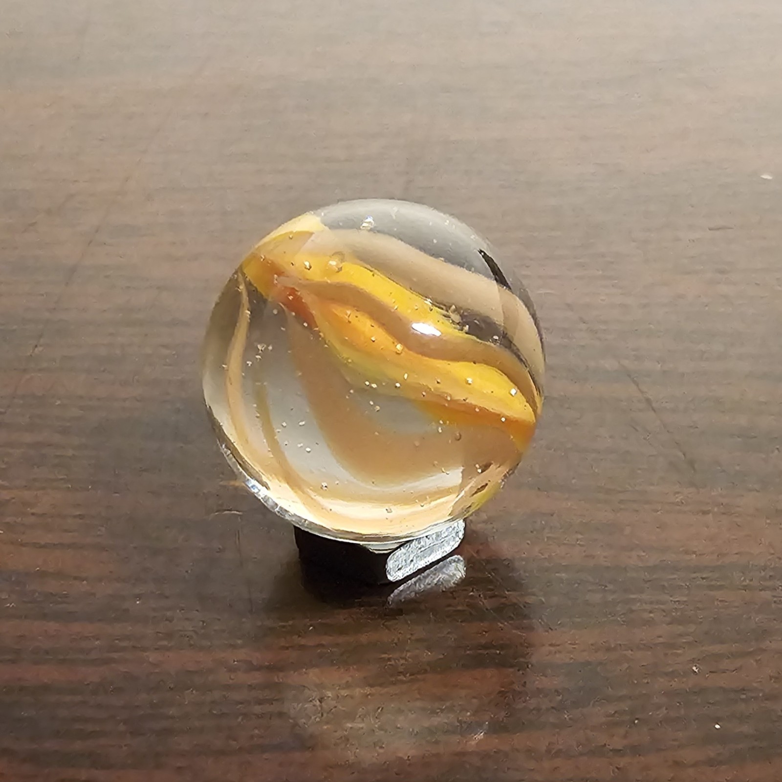 Vintage Vacor Orange Sherbert Spaghetti Ribbon .593″ Glass Marble