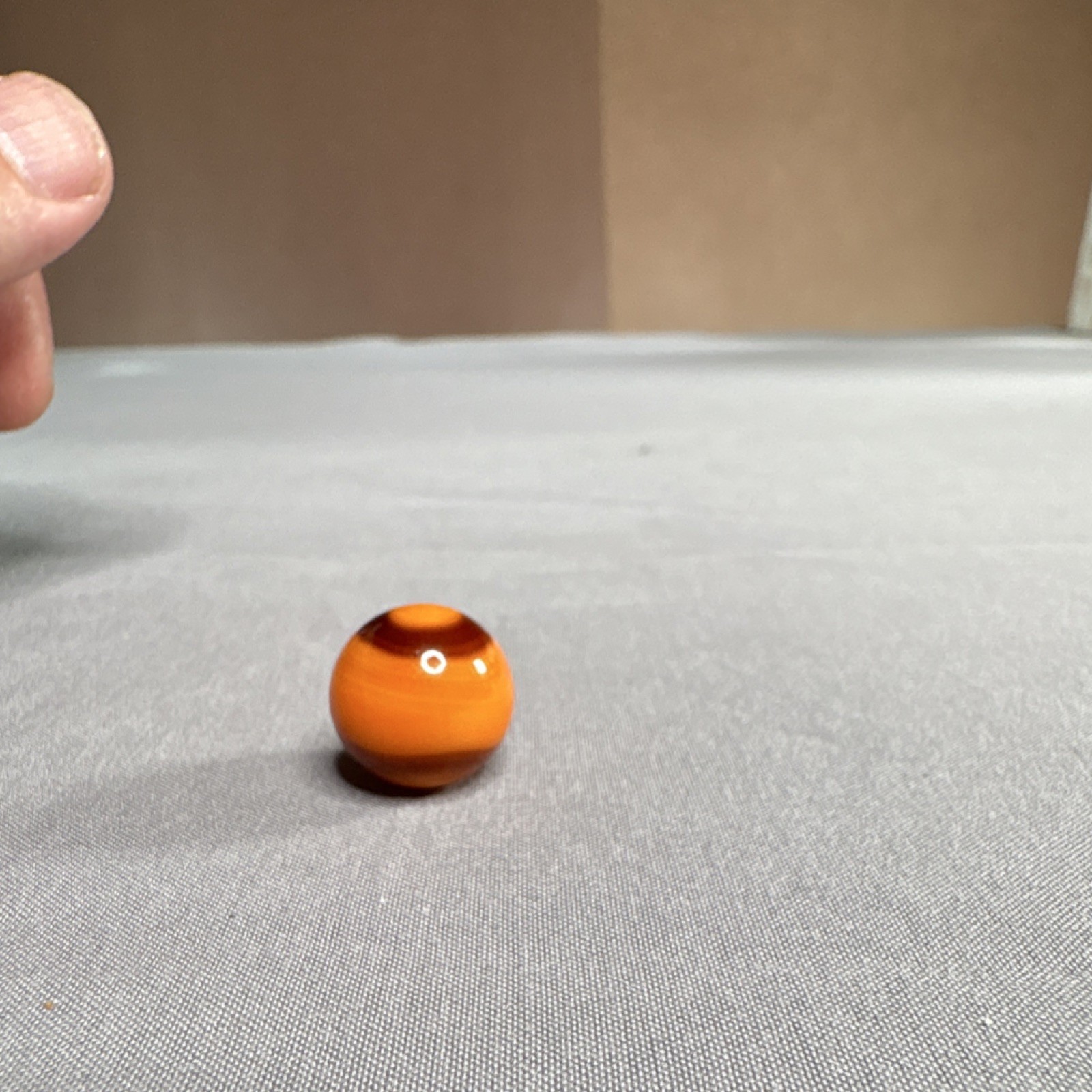 Orange Glass Toy Marble w/ Black Swirl Stripe, Swirl Style Ages 3-11