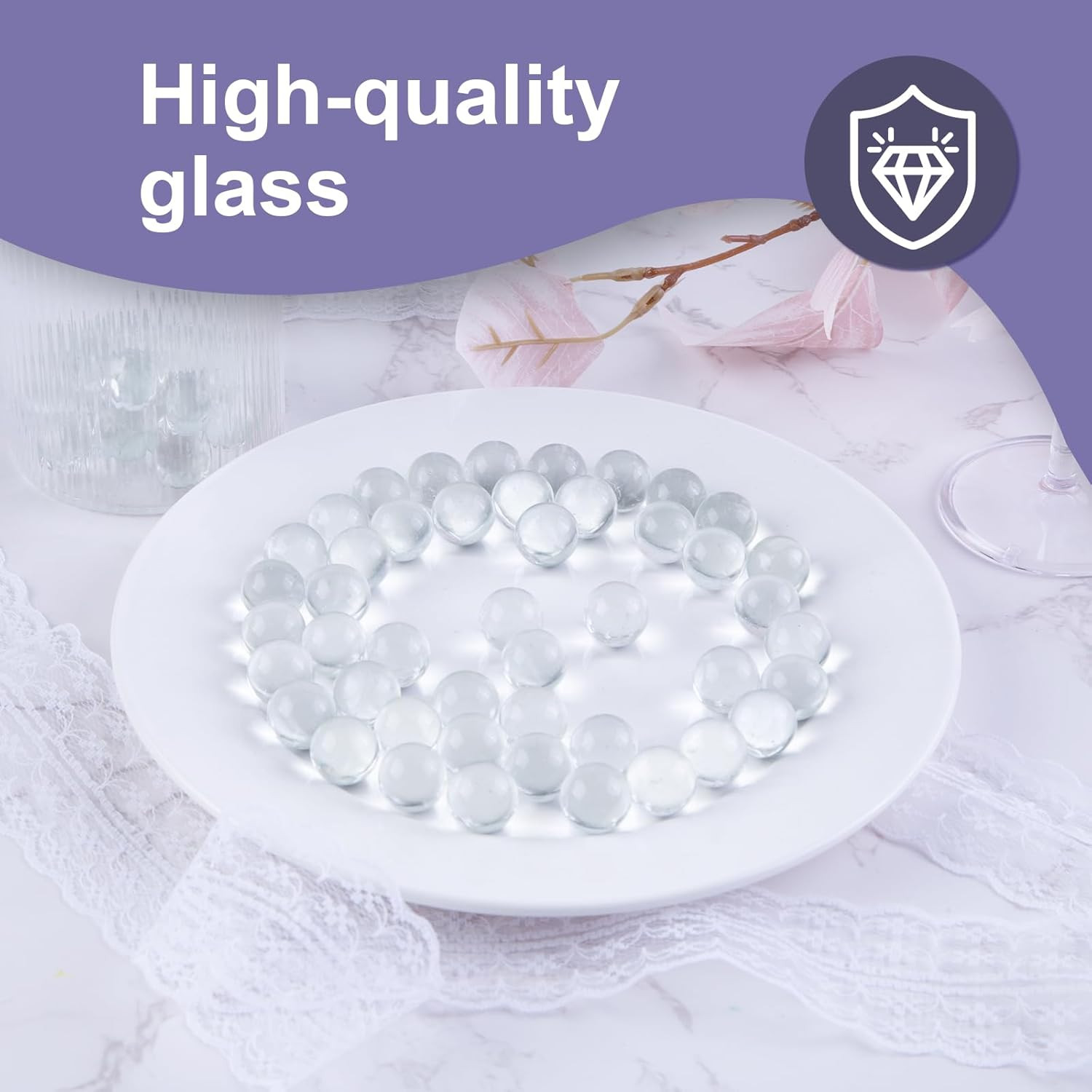 5LB Glass Marbles, 0.63Inch Clear Marbles Bulk for Vase Fillers, Home Decor