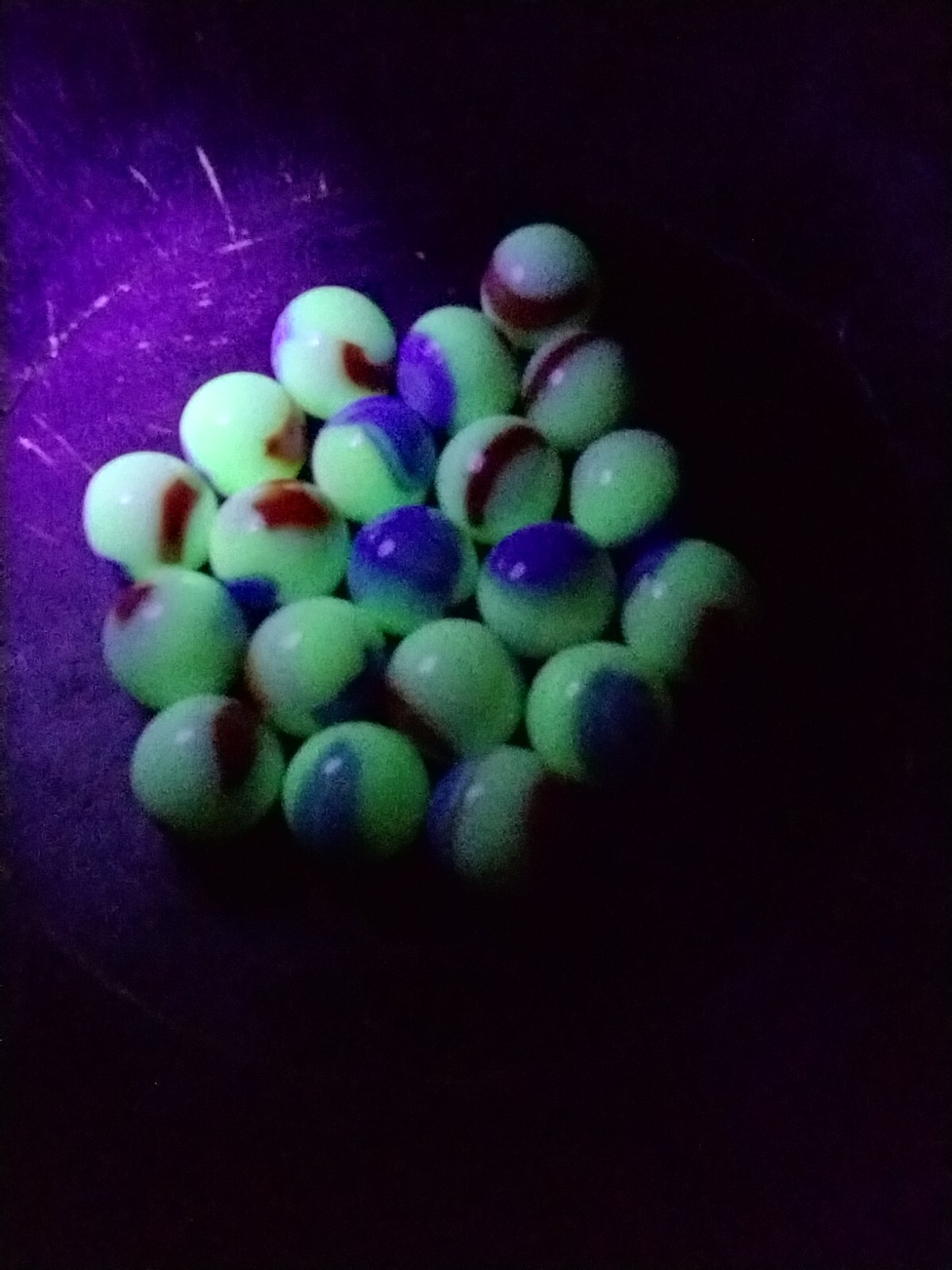 Patriotic (Red White Blue) Liberty Marbles Florescent UV Reactive Uranium Glass