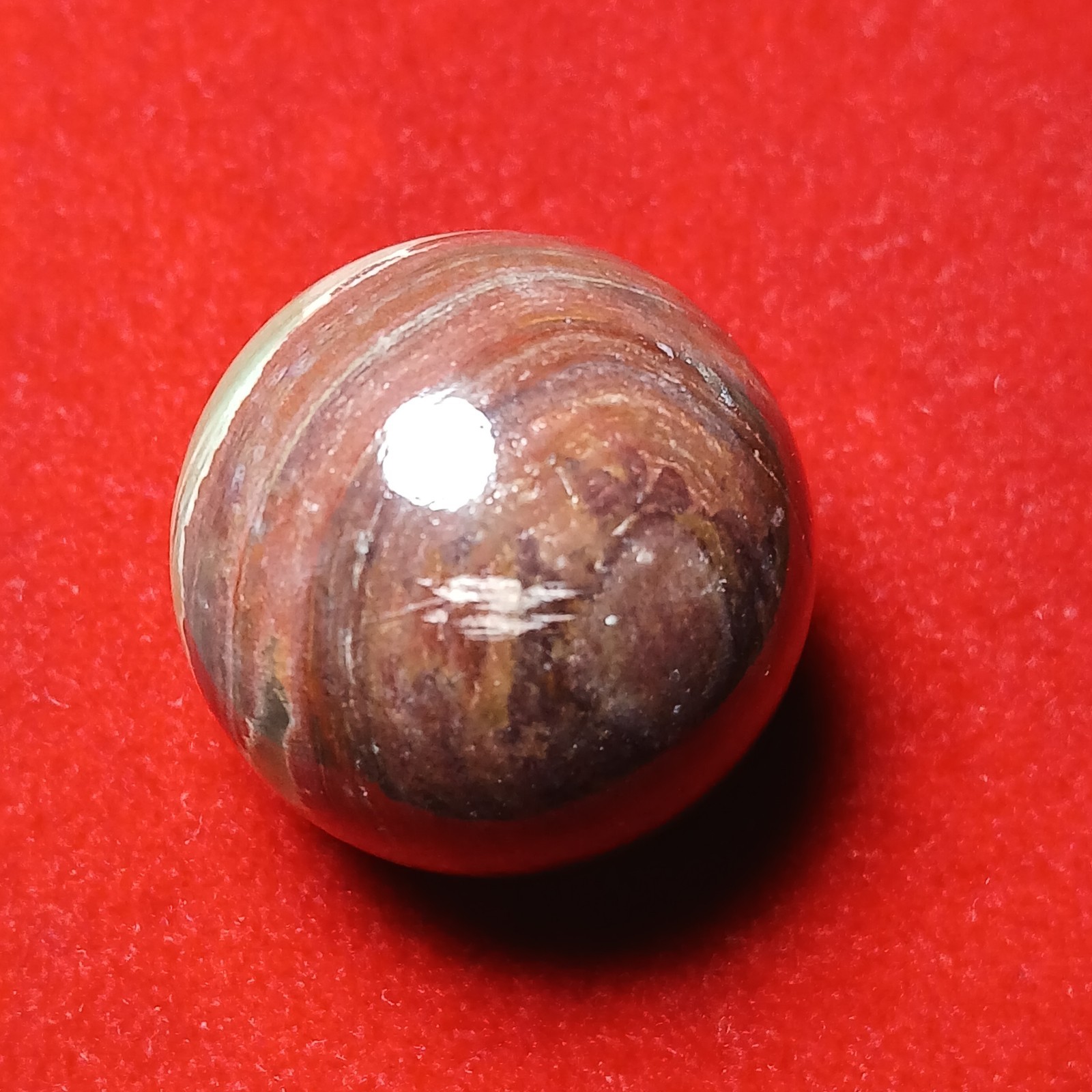 15/16″ NM Vtg Akro Lemonade Brick/ Oxblood Bullseye Agate Marble! Super C pics